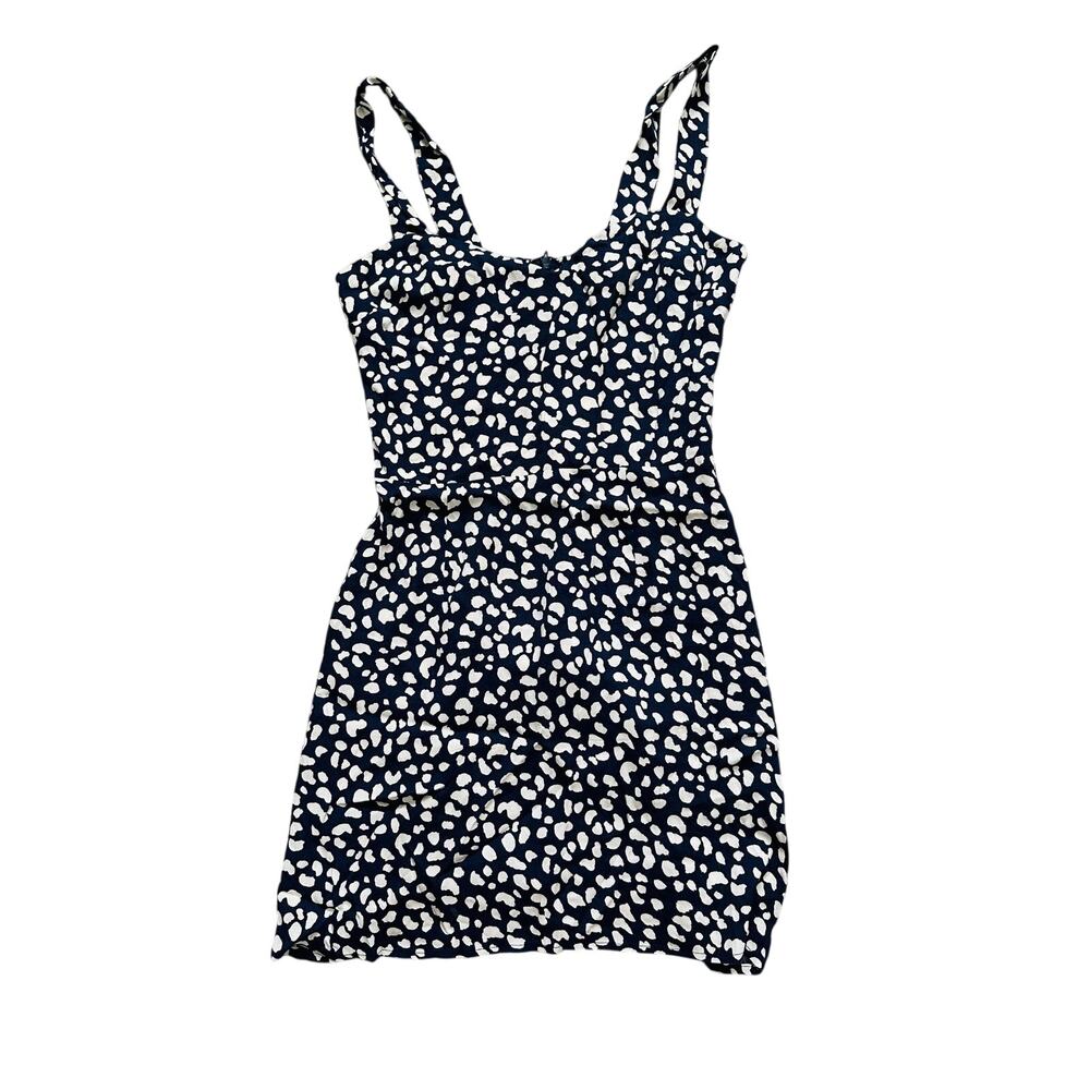 Reformation Spotted Mini Dress Sweetheart Navy White Animal Print Size 4